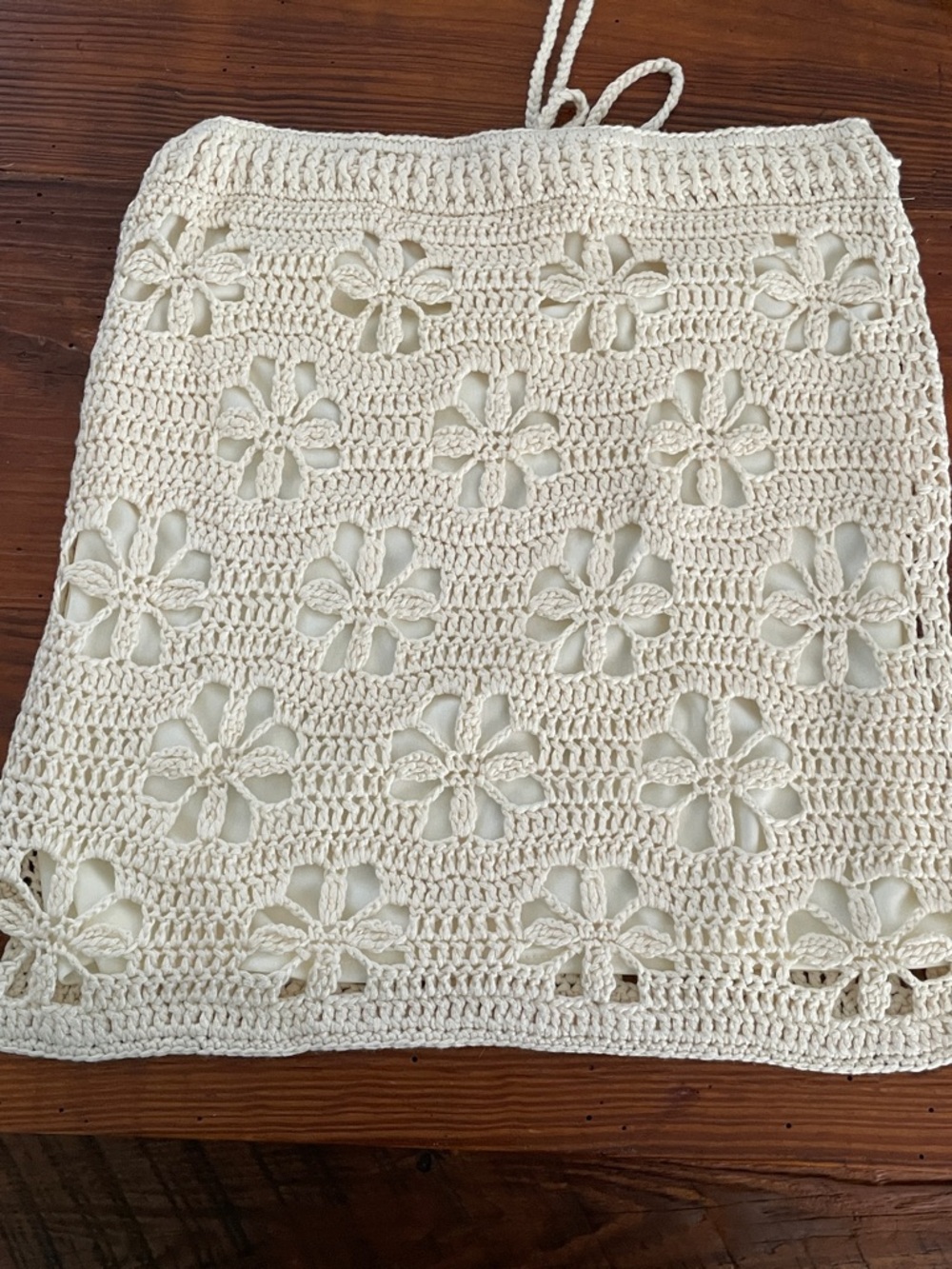 Mable Crochet Set—Top and Skirt. Floral. Cream. Small. - Picture 12 of 14